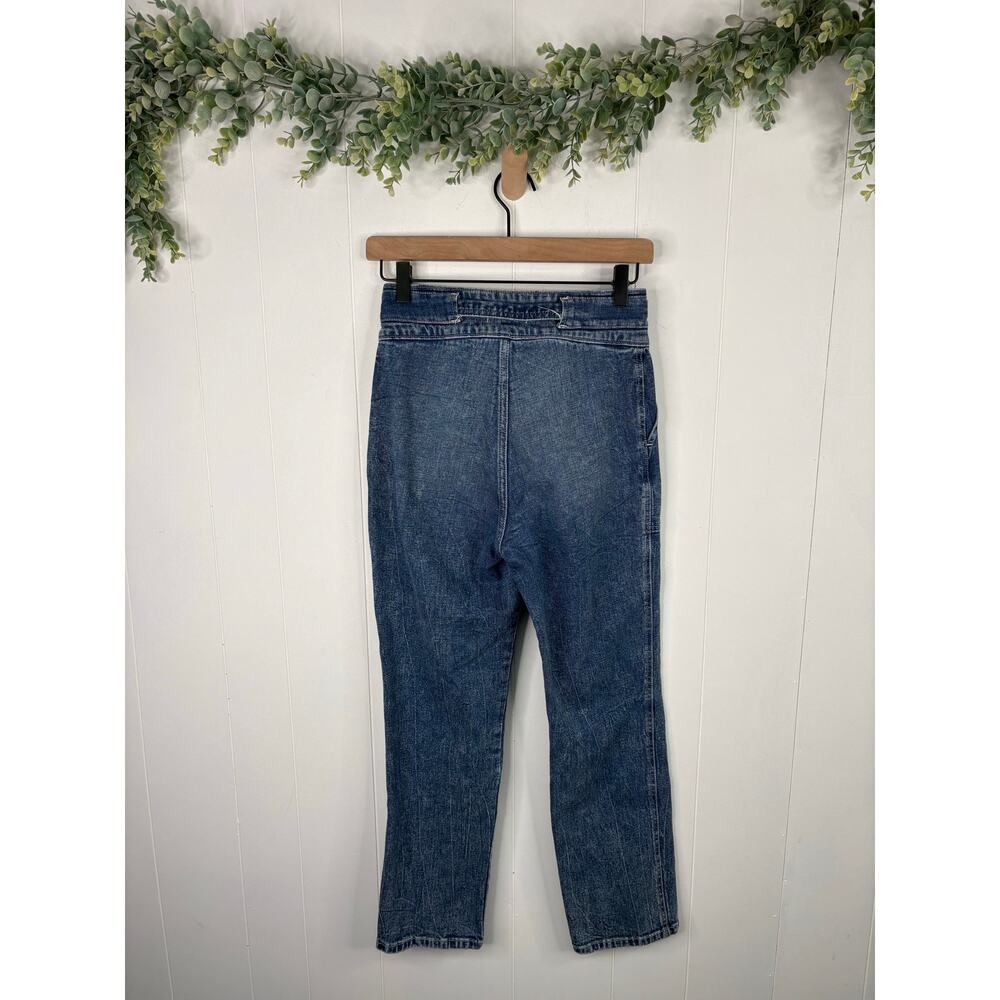 Abercrombie & Fitch High Rise Belted Straight Leg Jeans Size 2 Utility Paperbag - Picture 5 of 7